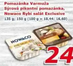 ESO MARKET Pomazánka Varmuža Sýrová pikantní pomazánka, Nowaco Rybí salát Exclusive nabídka