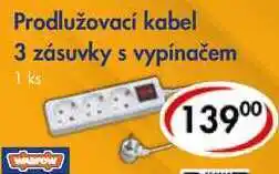 CBA Prodlužovací kabel 3 zásuvky s vypínačem nabídka