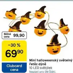 Tesco Mini halloweenský světelný řetěz dýně 10 LED světýlek nabídka
