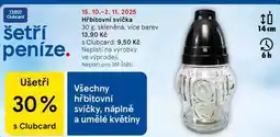 Tesco Hřbitovní svíčka, 30 g. skleněná, více barev nabídka