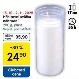 Tesco Hřbitovní svíčka náhradní, 200 g. plast nabídka