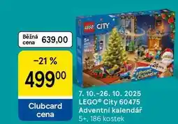 Tesco LEGO City 60475 Adventní kalendář cena 5+, 186 kostek nabídka
