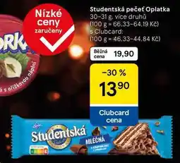 Tesco Studentská pečeť Oplatka, 30-31 g. více druhů nabídka