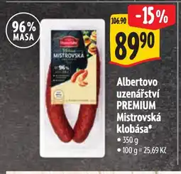 Albert Albertovo uzenářství Premium Mistrovská klobása nabídka