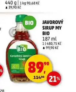 Penny Market JAVOROVÝ SIRUP MY BIO, 187 ml nabídka