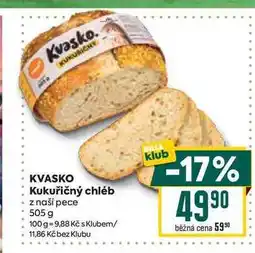 Billa KVASKO Kukuřičný chléb z naší pece 505 g nabídka