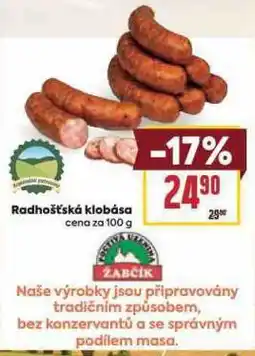 Billa Rodhoštská klobása nabídka