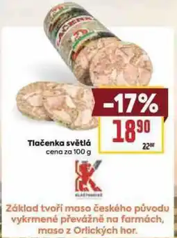 Billa Tlačenka světlá nabídka