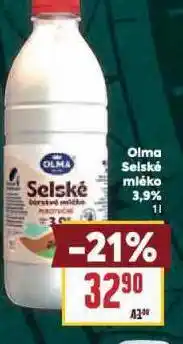 Billa Olma selské mléko 3,9% nabídka