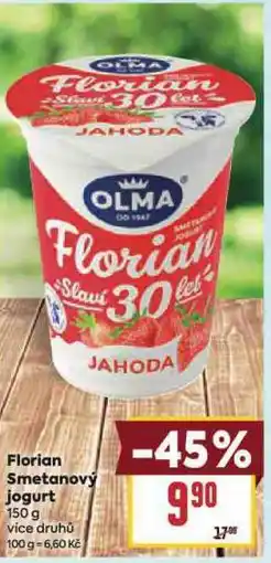 Billa Florian smetanová jogurt nabídka