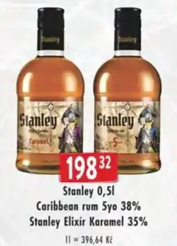 Qanto Stanley Caribbean rum 5yo 38% Stanley Elixir Karamel 35% nabídka