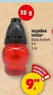 Penny Market SKLENĚNÁ SVÍČKA doba hoření 9h, 1 ks nabídka