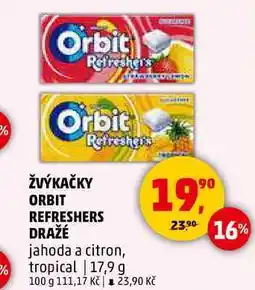 Penny Market ŽVÝKAČKY ORBIT REFRESHERS DRAŽÉ, 17,9 g nabídka