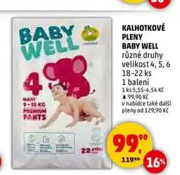 Penny Market KALHOTKOVÉ PLENY BABY WELL velikost 4, 5, 6 18-22 ks, 1 balení nabídka