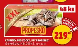 Penny Market KAPSIČKY PRO KOČKY, PSY PROPESKO, 48x 100 g nabídka