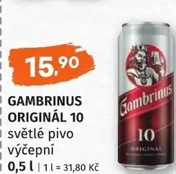 Coop hb GAMBRINUS ORIGINÁL 10 světlé pivo výčepní nabídka