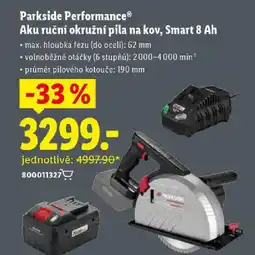 Lidl Parkside Performance Aku ruční okružní pila na kov, Smart 8 Ah nabídka