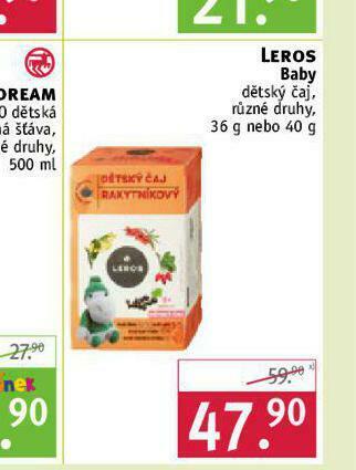 Rossmann Leros baby dětský čaj nabídka
