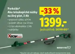 Lidl Parkside Aku teleskopické nůžky na živý plot, 2 Ah nabídka