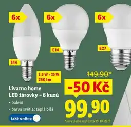 Lidl Livarno home LED žárovky – 6 kusů nabídka