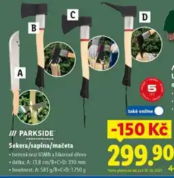 Lidl PARKSIDE Performance Sekera/sapina/mačeta nabídka