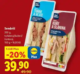 Lidl Sendvič tuňákový/kuřecí/ šunkový nabídka