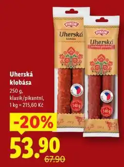 Lidl Uherská klobása nabídka
