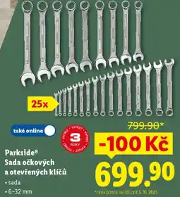 Lidl Parkside Sada očkových a otevřených klíčů nabídka