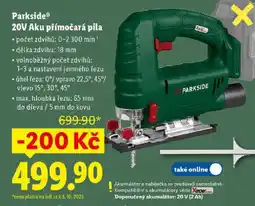 Lidl Parkside 20V Aku přímočará pila nabídka