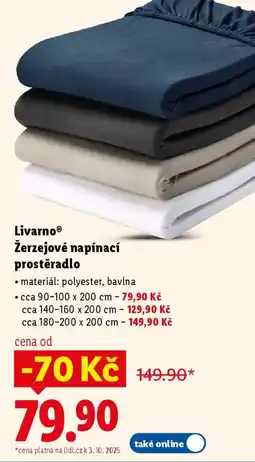 Lidl Livarno žerzejové napínací prostěradlo nabídka