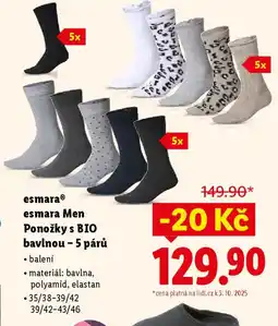Lidl Esmara Men Ponožky s BIO bavlnou - 5 párů nabídka