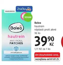 dm drogerie Balea hautrein náplasti proti akné nabídka