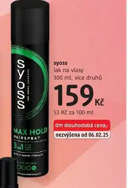 dm drogerie Syoss lak na vlasy nabídka