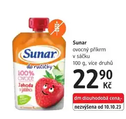 dm drogerie Sunar ovocný příkrm v sáčku nabídka