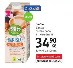 dm drogerie DmBio Barista ovesný nápoj nabídka