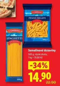 Lidl Semolinové těstoviny nabídka