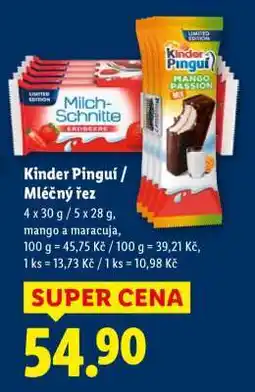 Lidl Kinder Pinguí / Mléčný řez nabídka