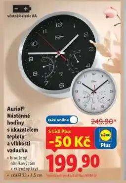 Lidl Auriol Nástěnné hodiny s ukazatelem teploty a vlhkosti vzduchu nabídka