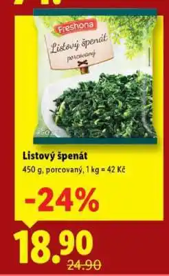 Lidl Listový špenát nabídka