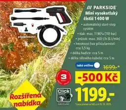 Lidl PARKSIDE Mini vysokotlaký čistič 1400 W nabídka