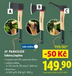 Lidl PARKSIDE Sekera/sapina nabídka