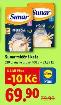 Lidl Sunar mléčná kaše nabídka