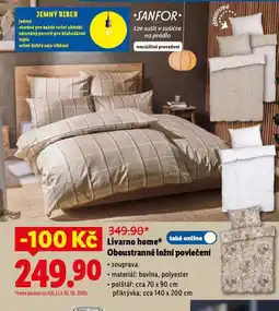 Lidl Livarno home oboustranné ložní povlečení nabídka