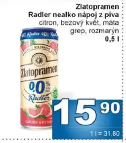 Jip Zlatopramen Radler nealko nápoj z piva nabídka