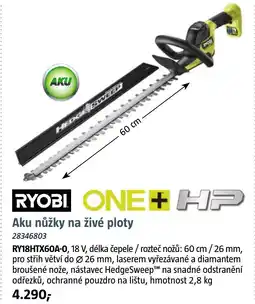 Bauhaus Ryobi one + hp aku nůžky na živé ploty ry18htx60a-0, nabídka
