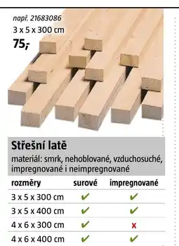 Bauhaus Střešní latě nabídka