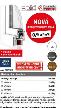Bauhaus Plastové okno Premium rozměry š x v např. nabídka