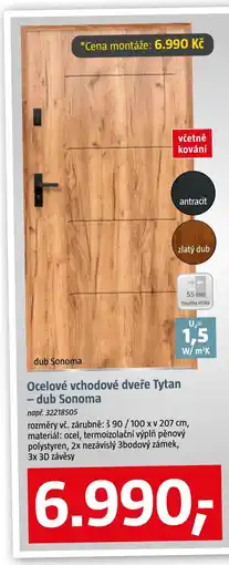 Bauhaus Ocelové vchodové dveře Tytan - dub Sonoma nabídka