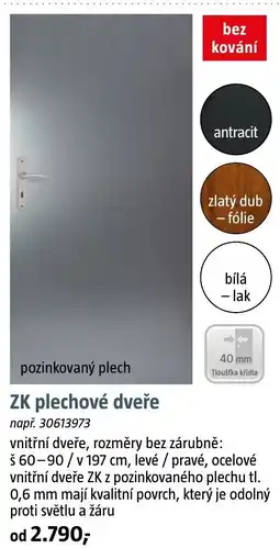 Bauhaus ZK plechové dveře nabídka