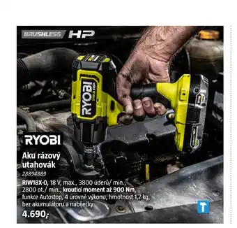 Bauhaus Ryobi aku rázový utahovák nabídka